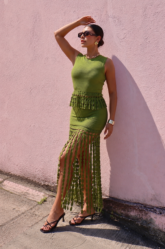 SET CROCHET OLIVO BOHO