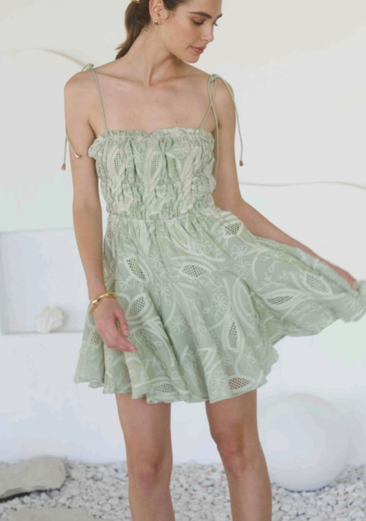 VESTIDO CORTO BORDADO SAGE