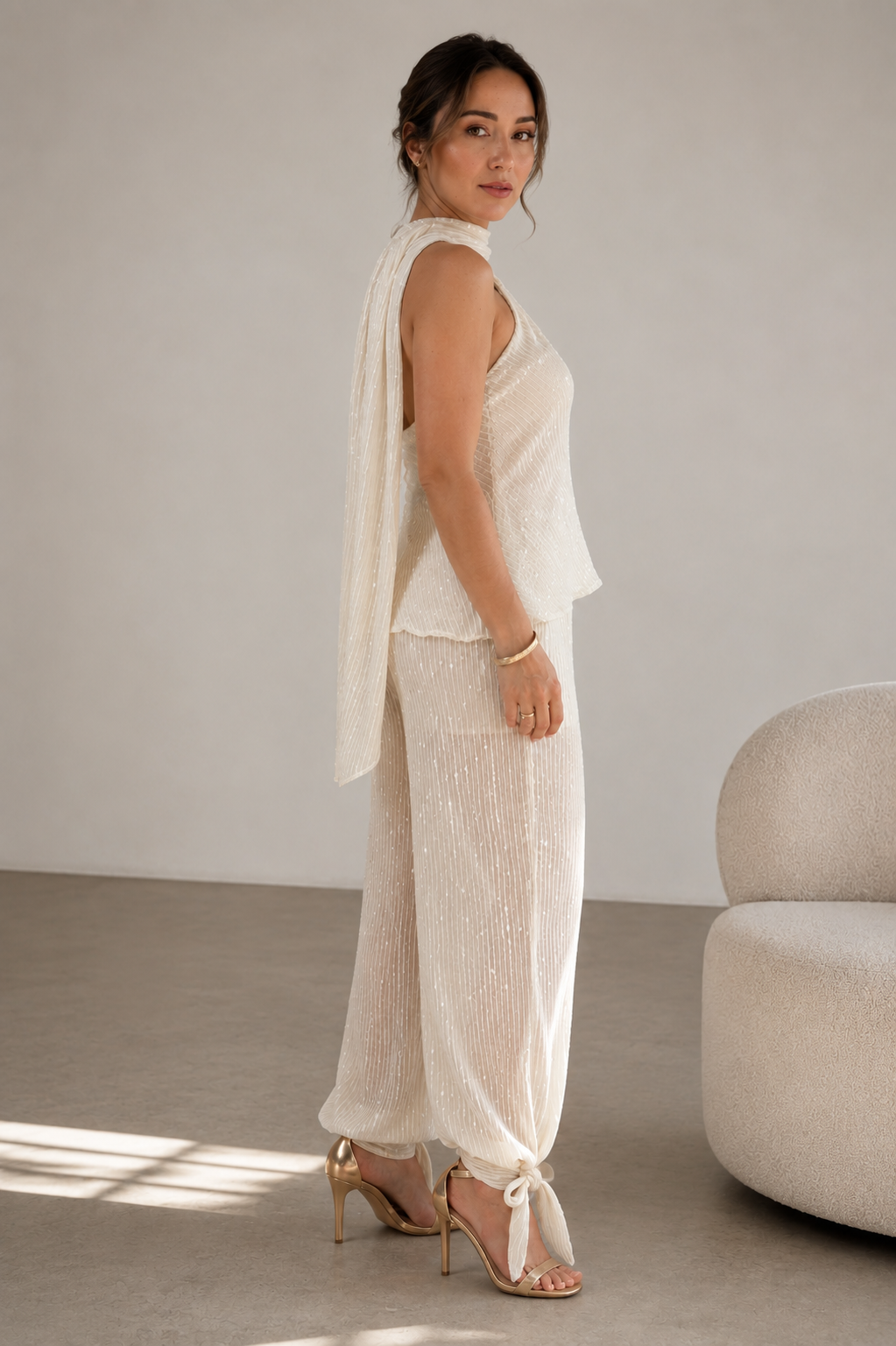 SET PANTALÓN TEXTURIZADO IVORY