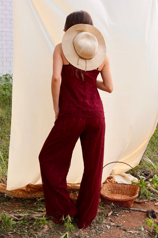BLUSA DE ENCAJE BURGUNDY