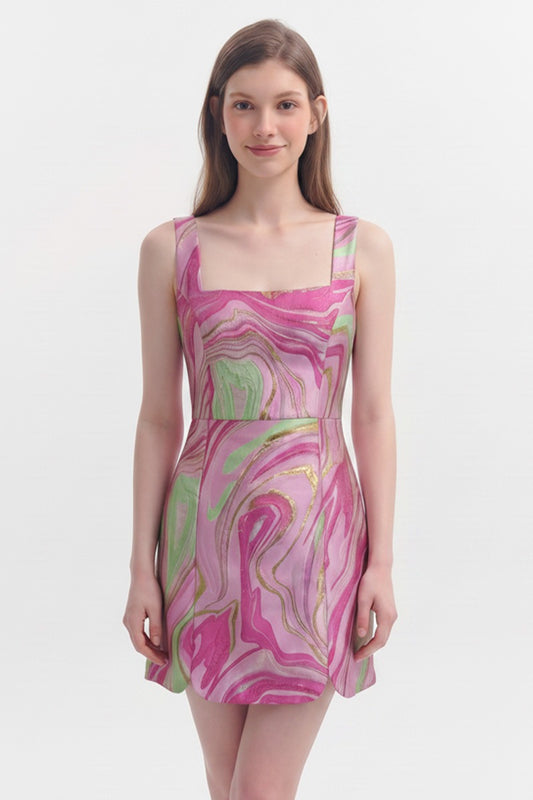 VESTIDO MINI MÁRMOL ROSA