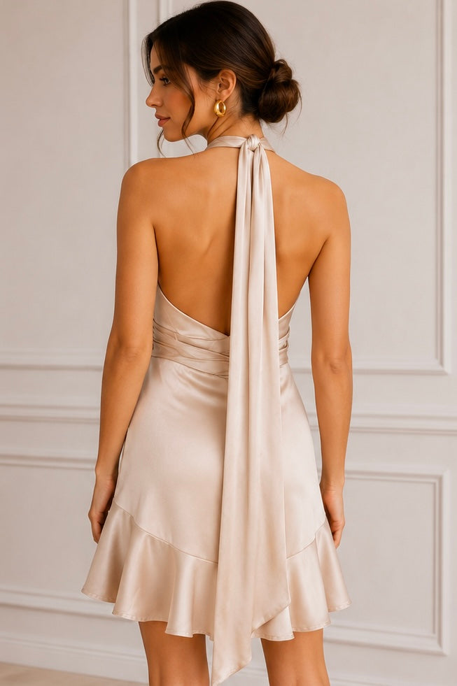 VESTIDO SATIN IVORY DRAPE