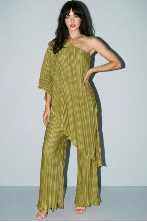 SET PLEATED ONE SHOULDER