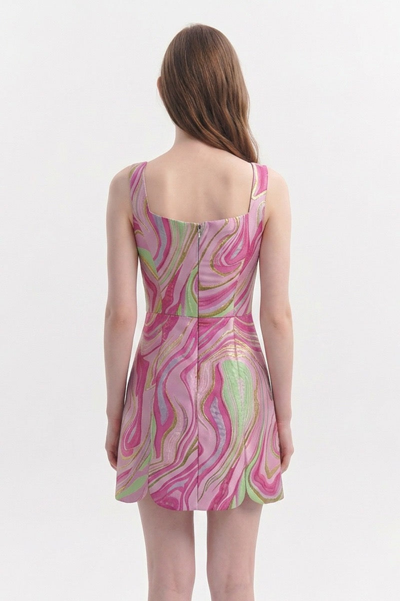 VESTIDO MINI MÁRMOL ROSA