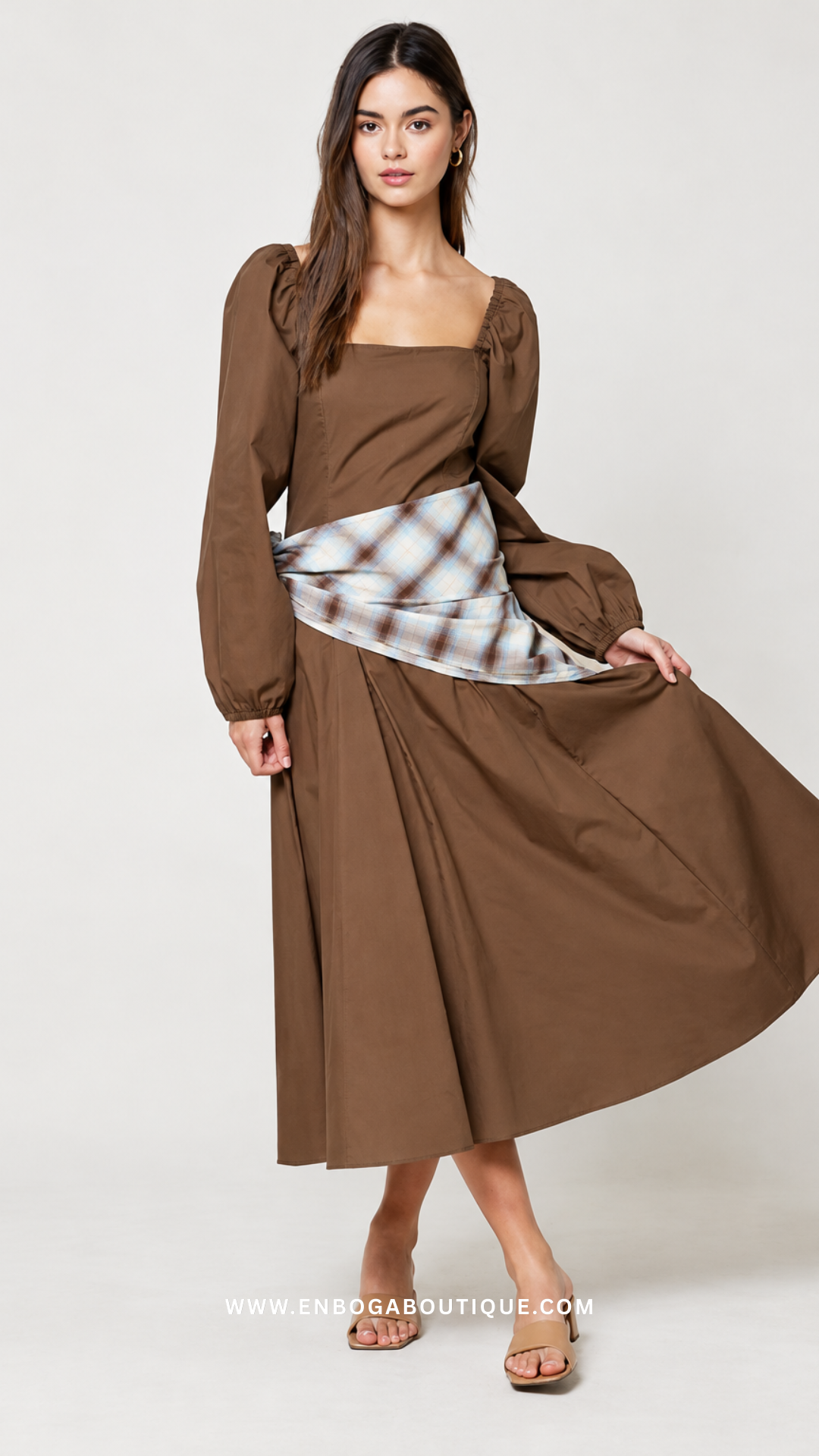 VESTIDO MIDI CAFÉ
