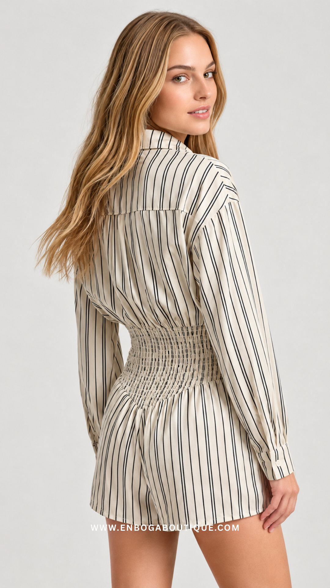 ROMPER STRIPE IVORY