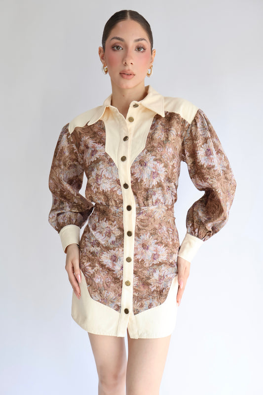 VESTIDO CAMISERO FLORAL VINTAGE