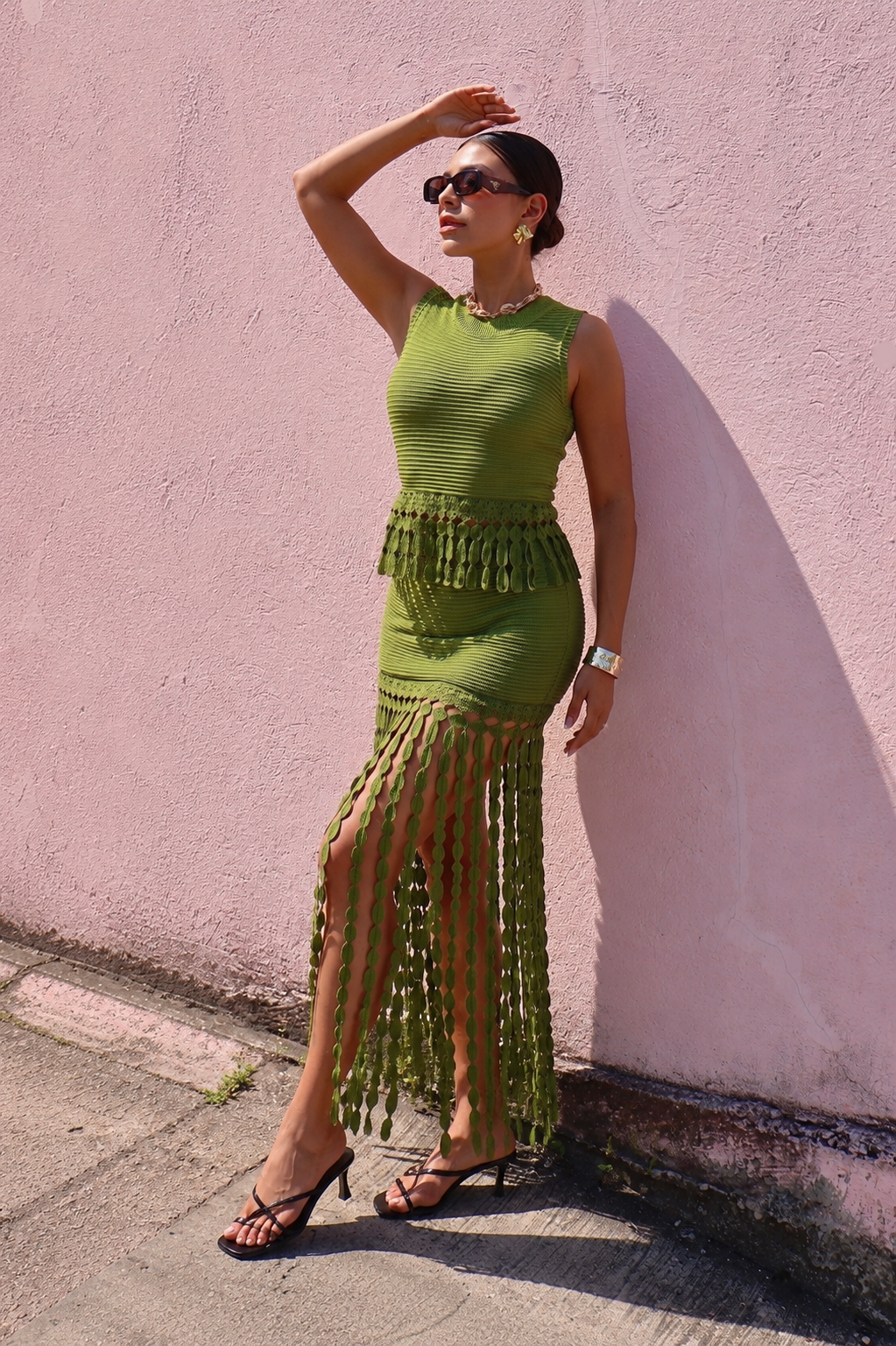 SET CROCHET OLIVO BOHO