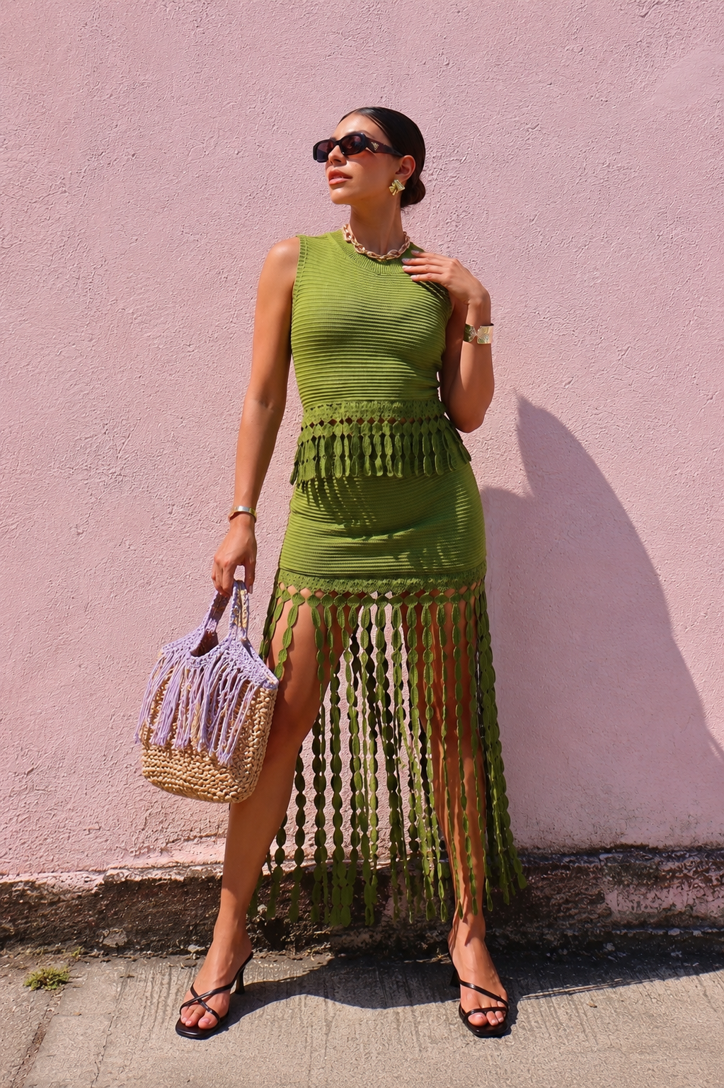 SET CROCHET OLIVO BOHO