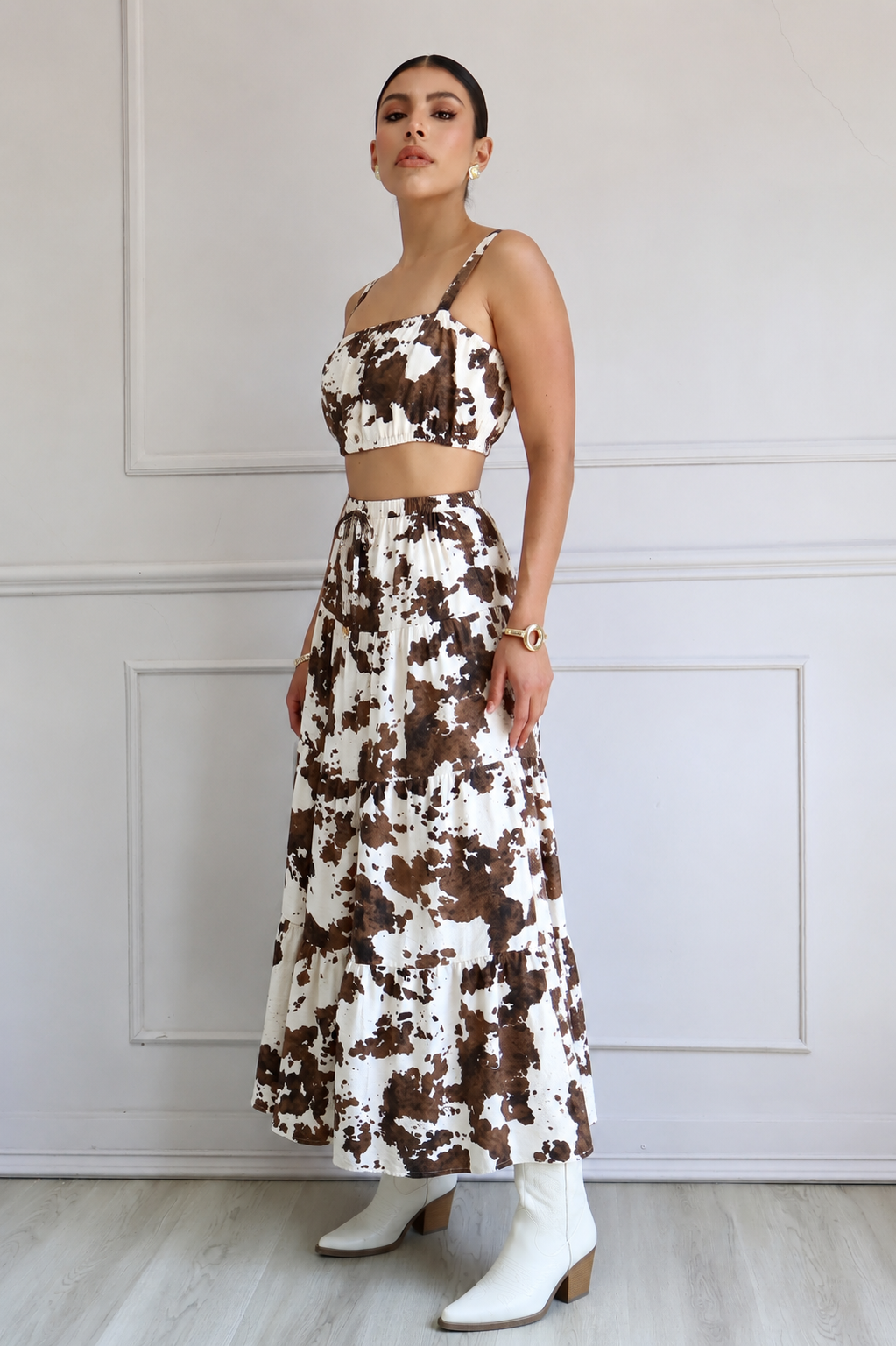 SET FALDA LARGA COW PRINT
