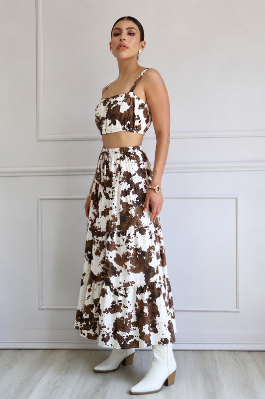 SET FALDA LARGA COW PRINT