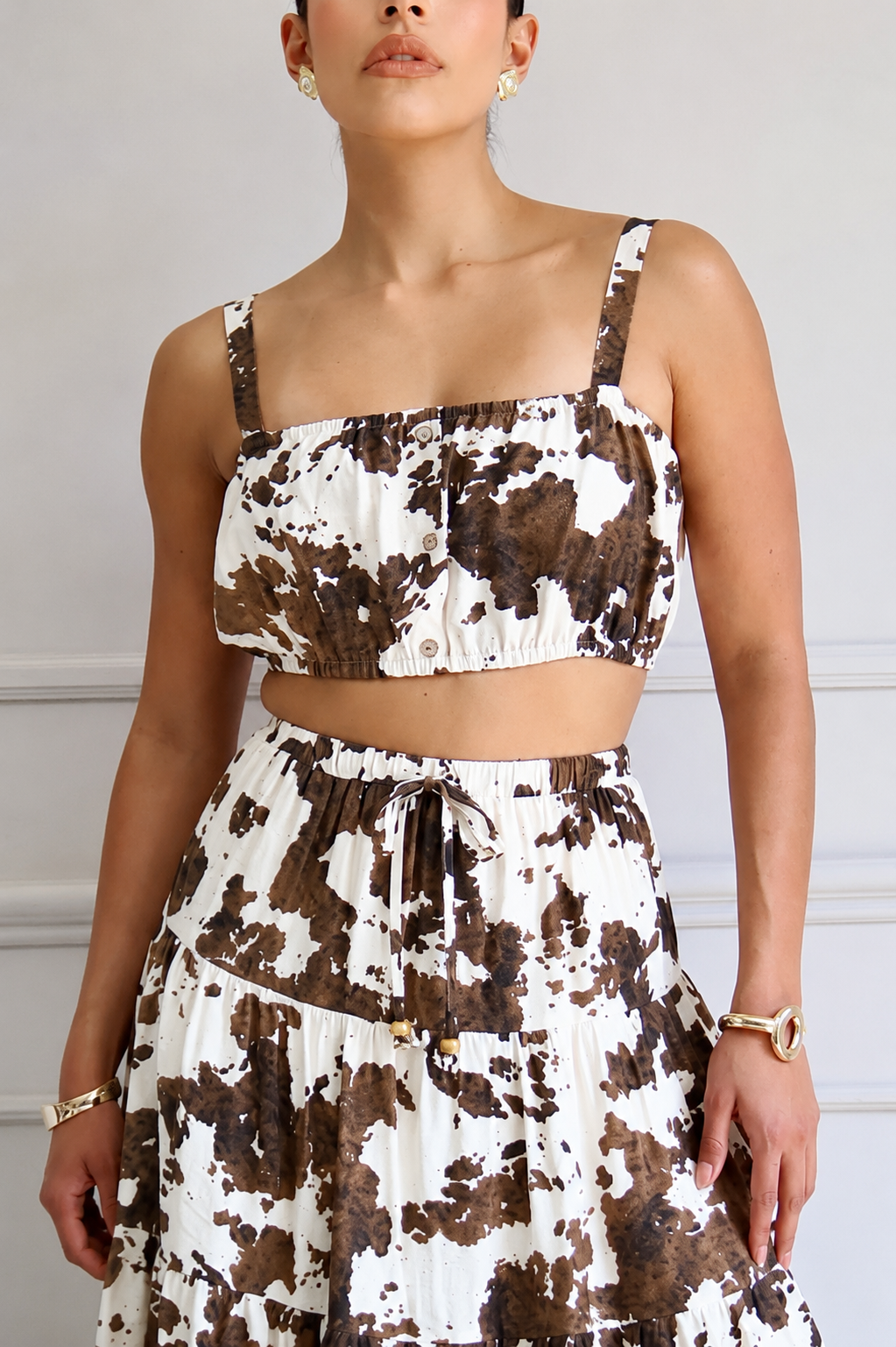 SET FALDA LARGA COW PRINT