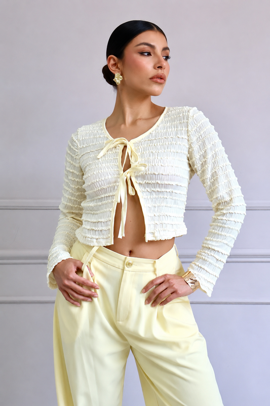 CARDIGAN CROPPED SMOCK MARFIL