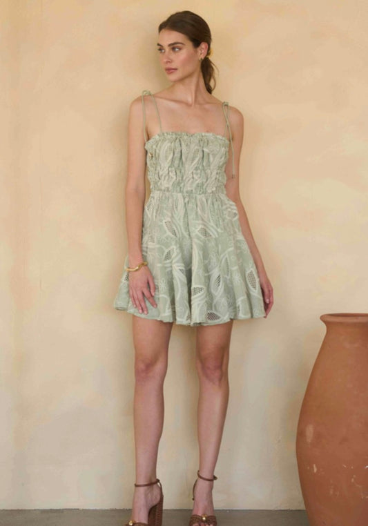 VESTIDO CORTO BORDADO SAGE