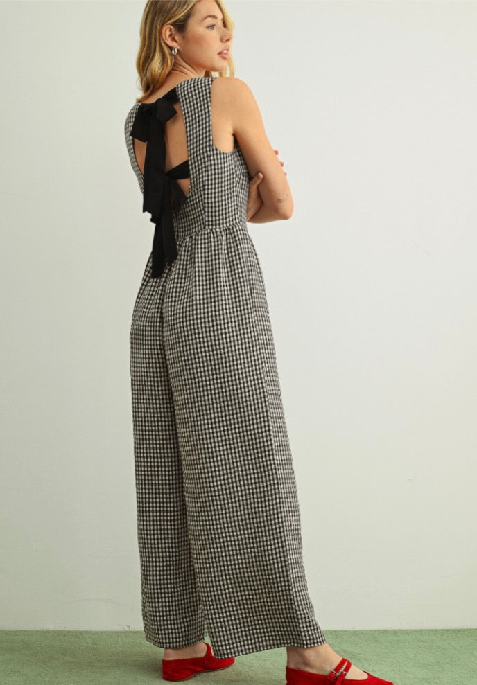 JUMPSUIT PALAZZO VICHY NOIR