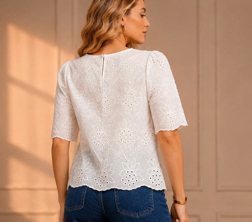 BLUSA BORDADA CALADA WHITE GARDEN