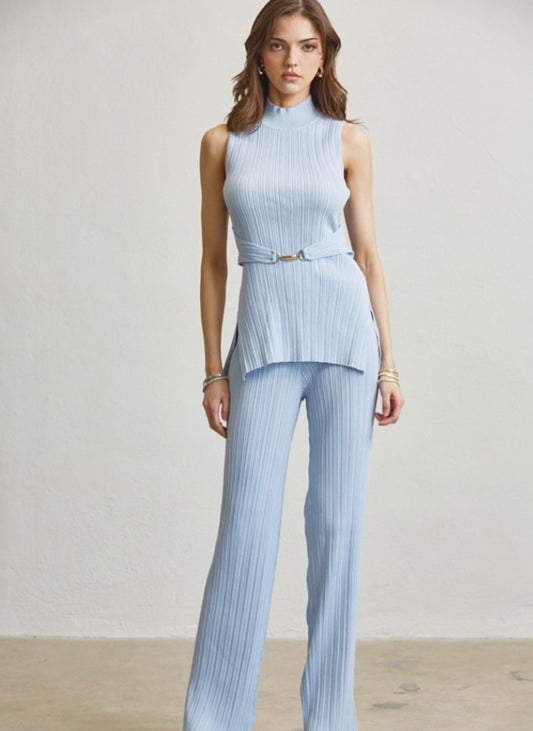 SET DE PANTALÓN TEJIDO AZUL CIELO