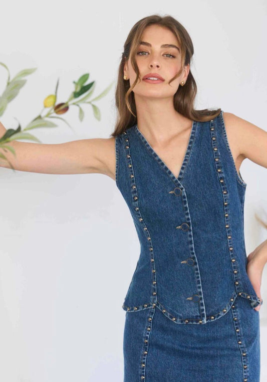 CHALECO DENIM CON ESTOPEROS
