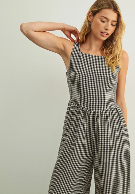 JUMPSUIT PALAZZO VICHY NOIR