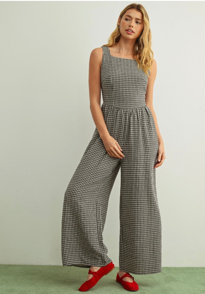 JUMPSUIT PALAZZO VICHY NOIR