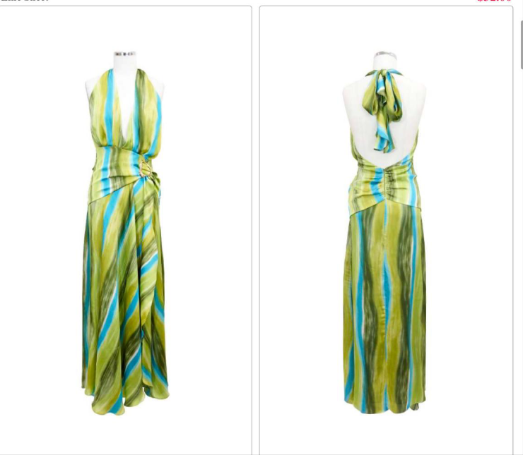 Vestido largo verde multi cuello halter