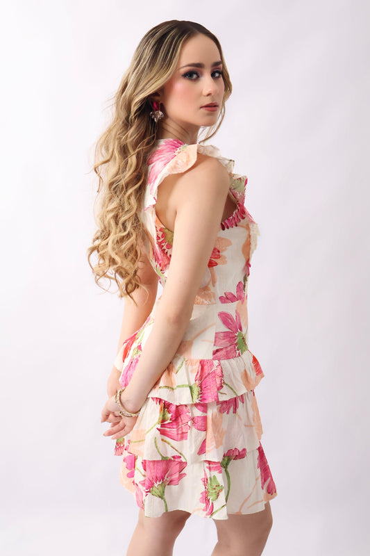 VESTIDO CORTO FLORAL ROMANTIC GARDEN