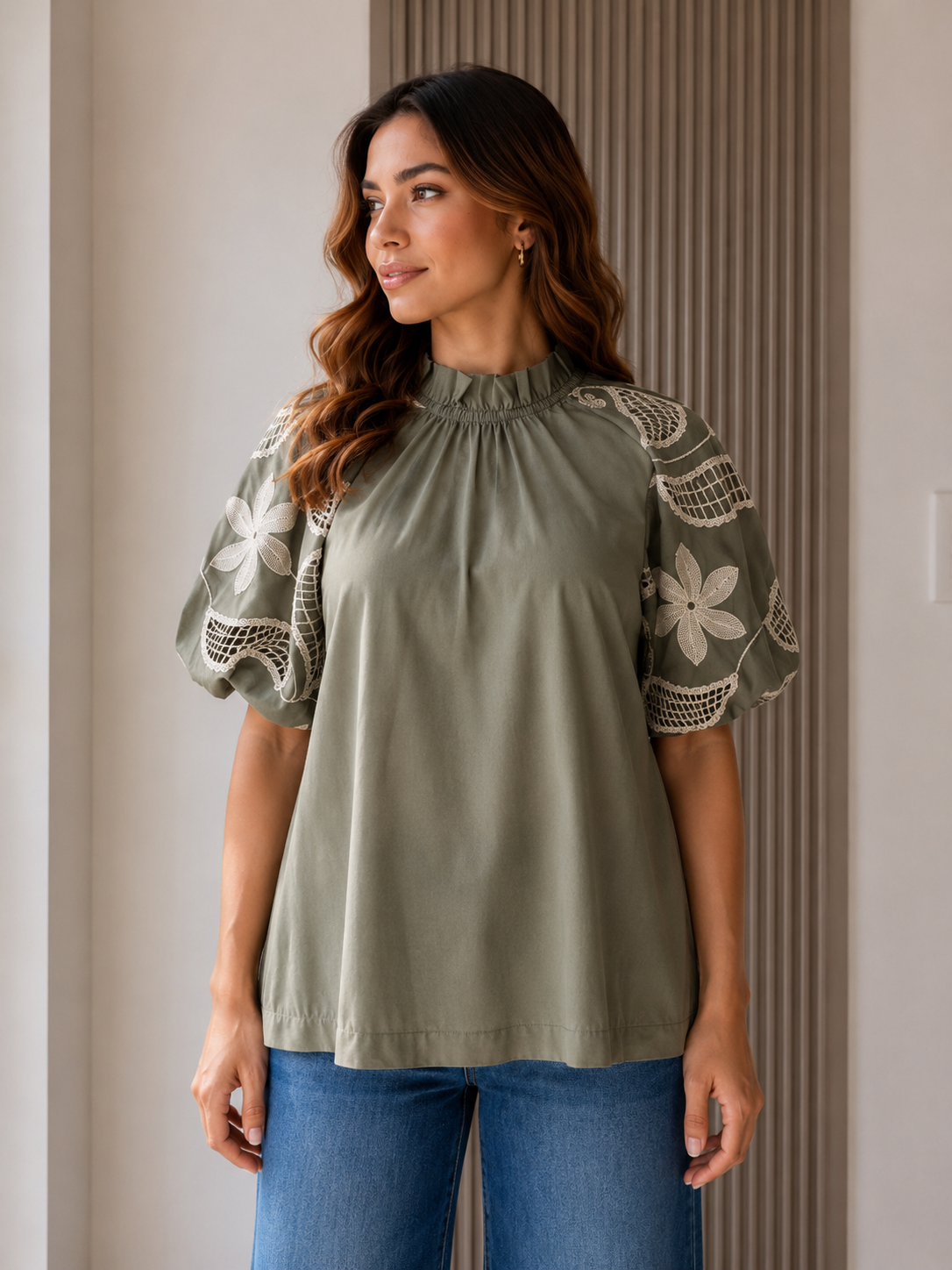 BLUSA BOHO BORDADA OLIVE