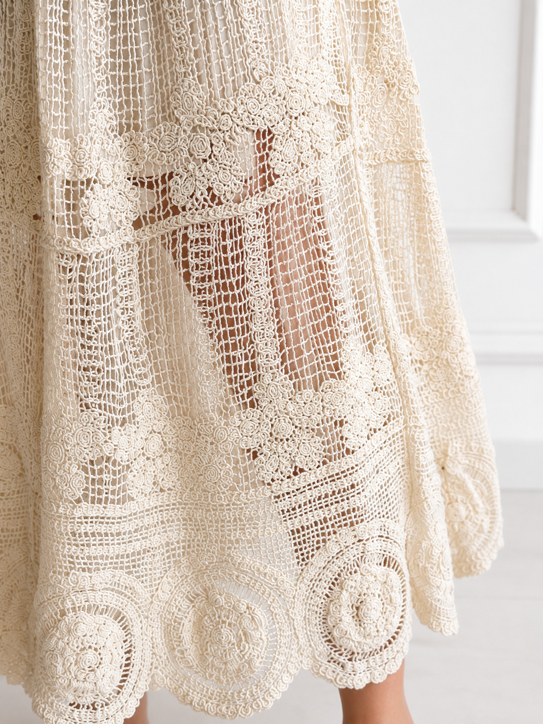 FALDA LARGA TEJIDA CROCHET