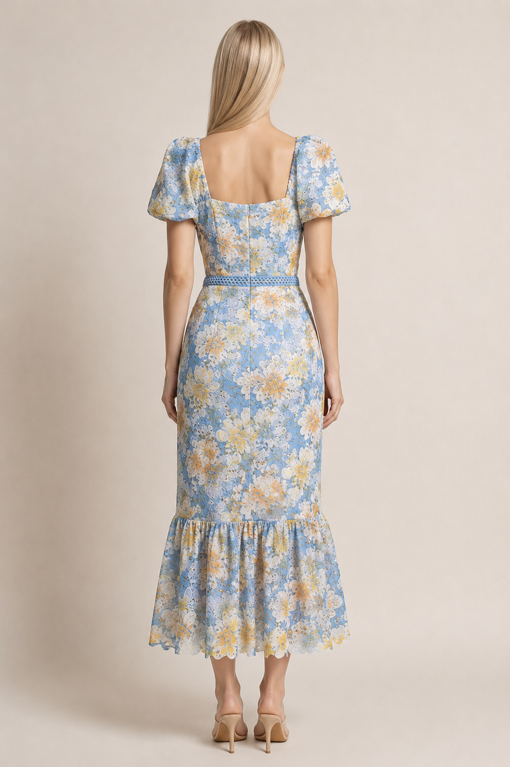 VESTIDO MIDI FLORAL CIELO