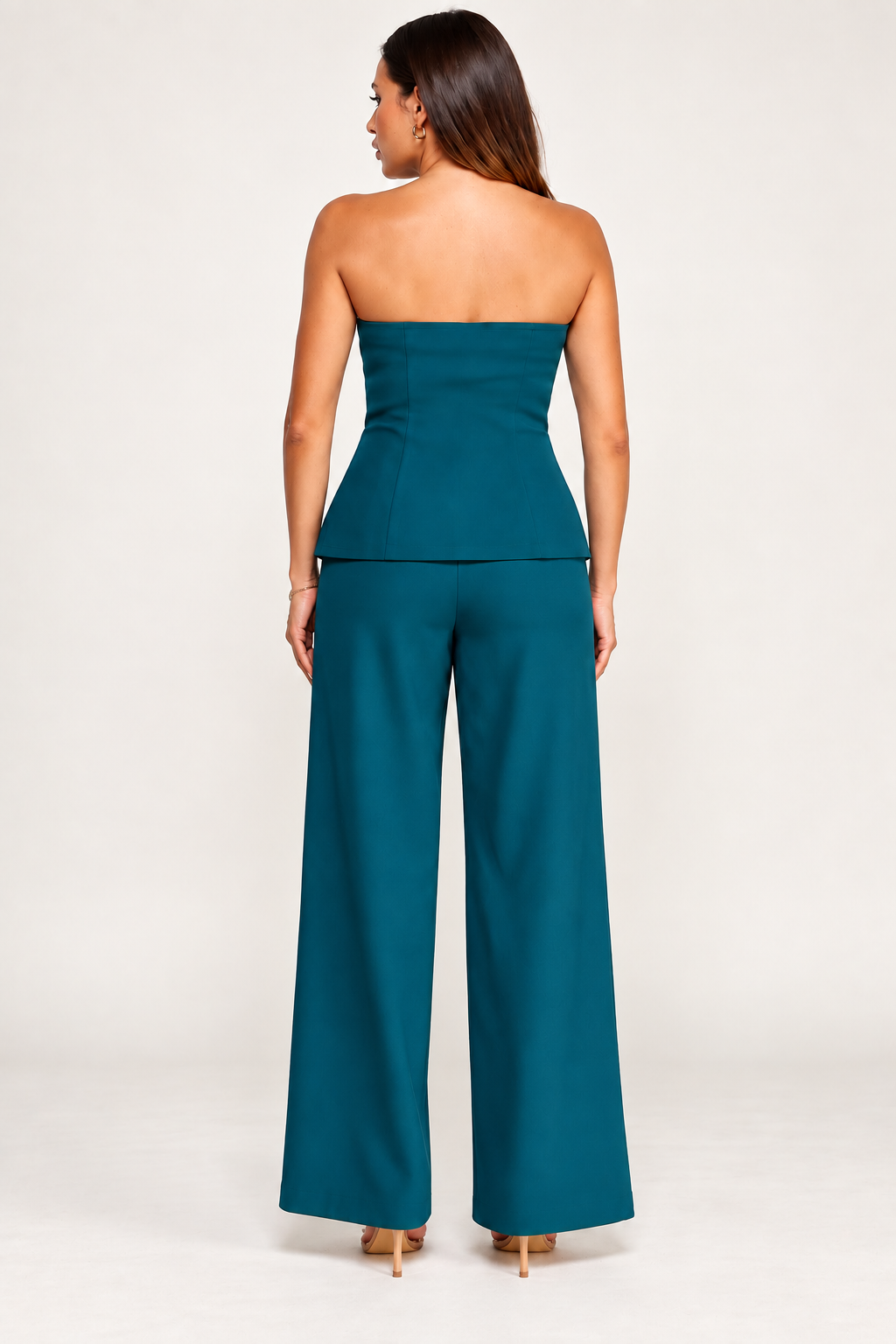 SET STRAPLESS TEAL GOLD