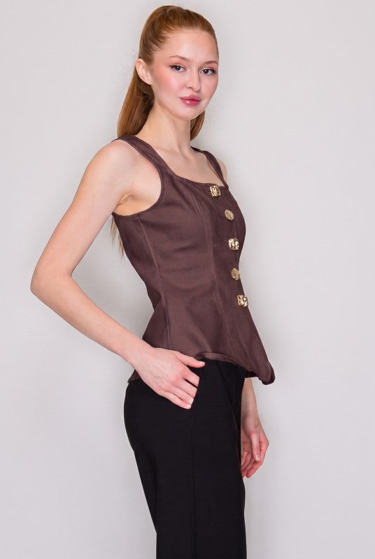 BLUSA TIPO CHALECO CAFÉ