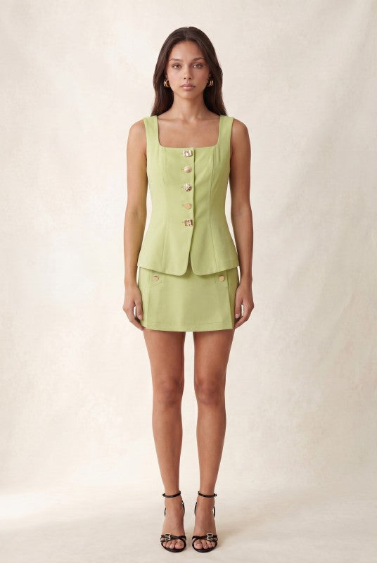 BLUSA TIPO CHALECO LIME ELEGANTE