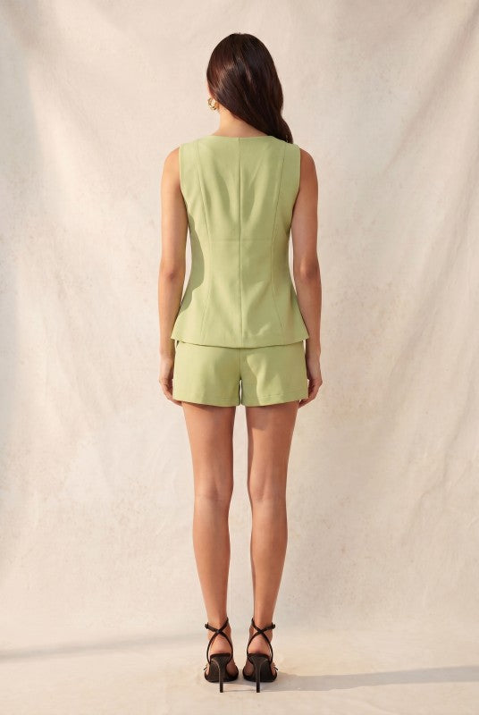 BLUSA TIPO CHALECO LIME ELEGANTE