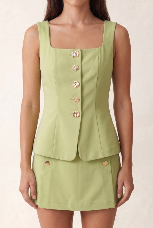 BLUSA TIPO CHALECO LIME ELEGANTE