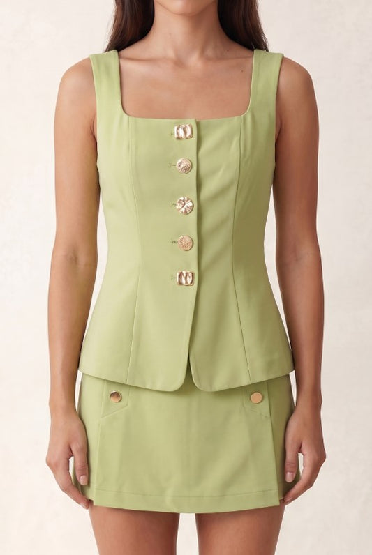 BLUSA TIPO CHALECO LIME ELEGANTE