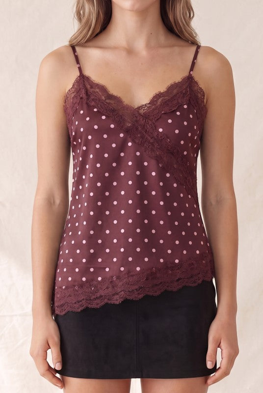 BLUSA POLKA LACE BURGUNDY