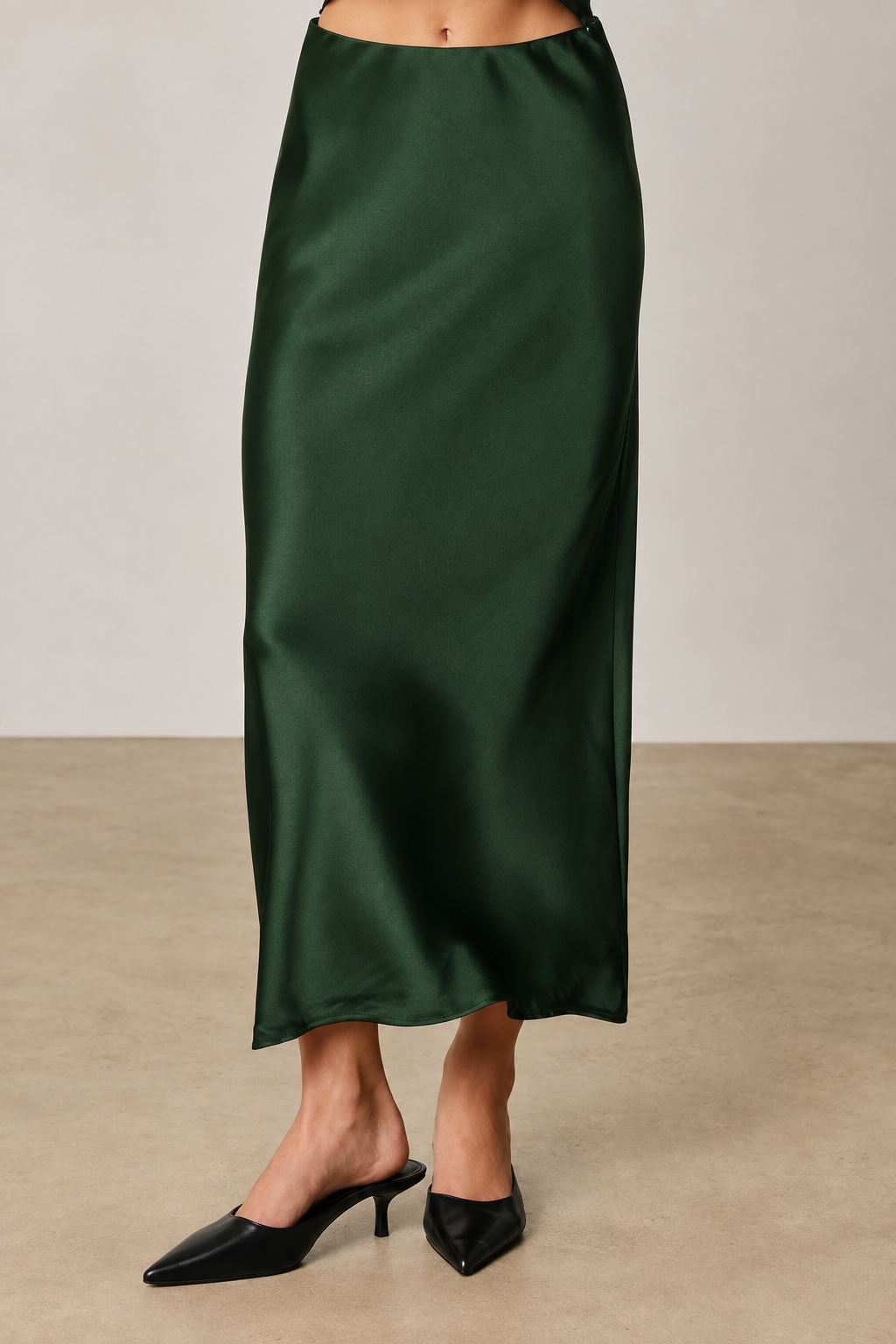 FALDA LARGA SATIN GREEN