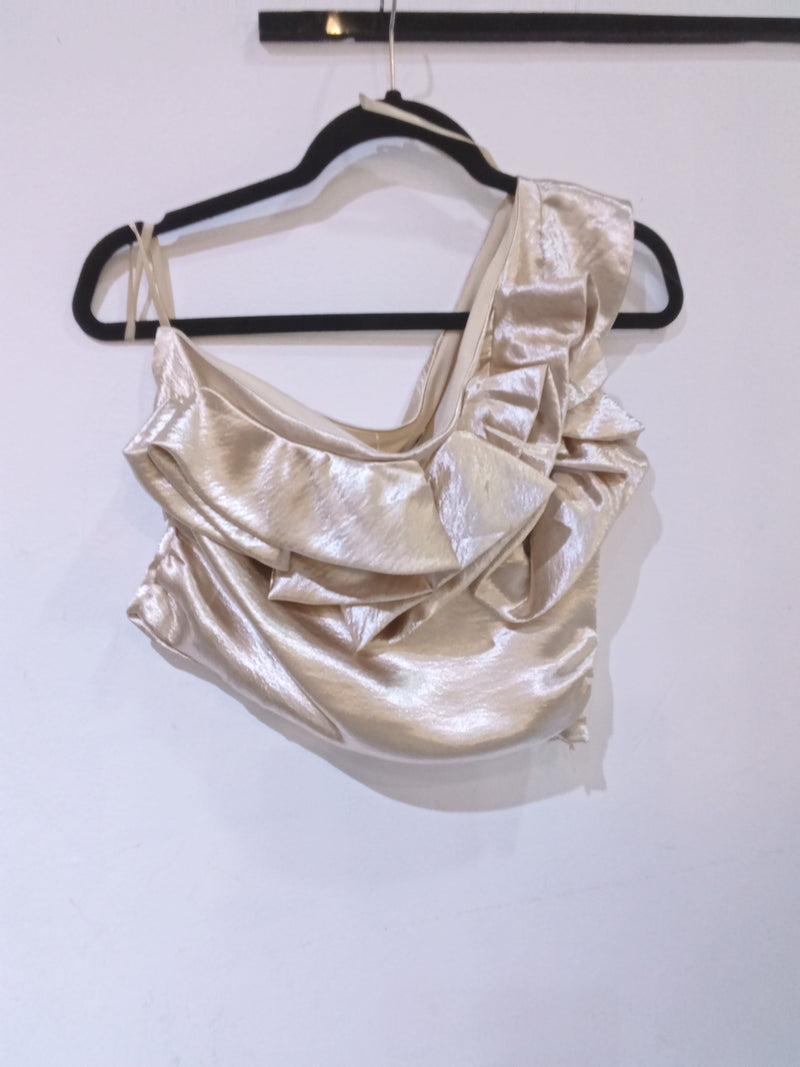 Crop top olanes un hombro rojo y dorado