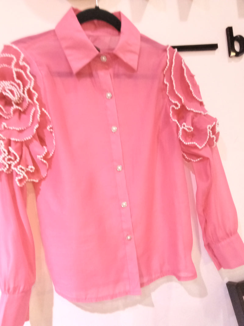 Blusa c/Flor Perla Fiusha