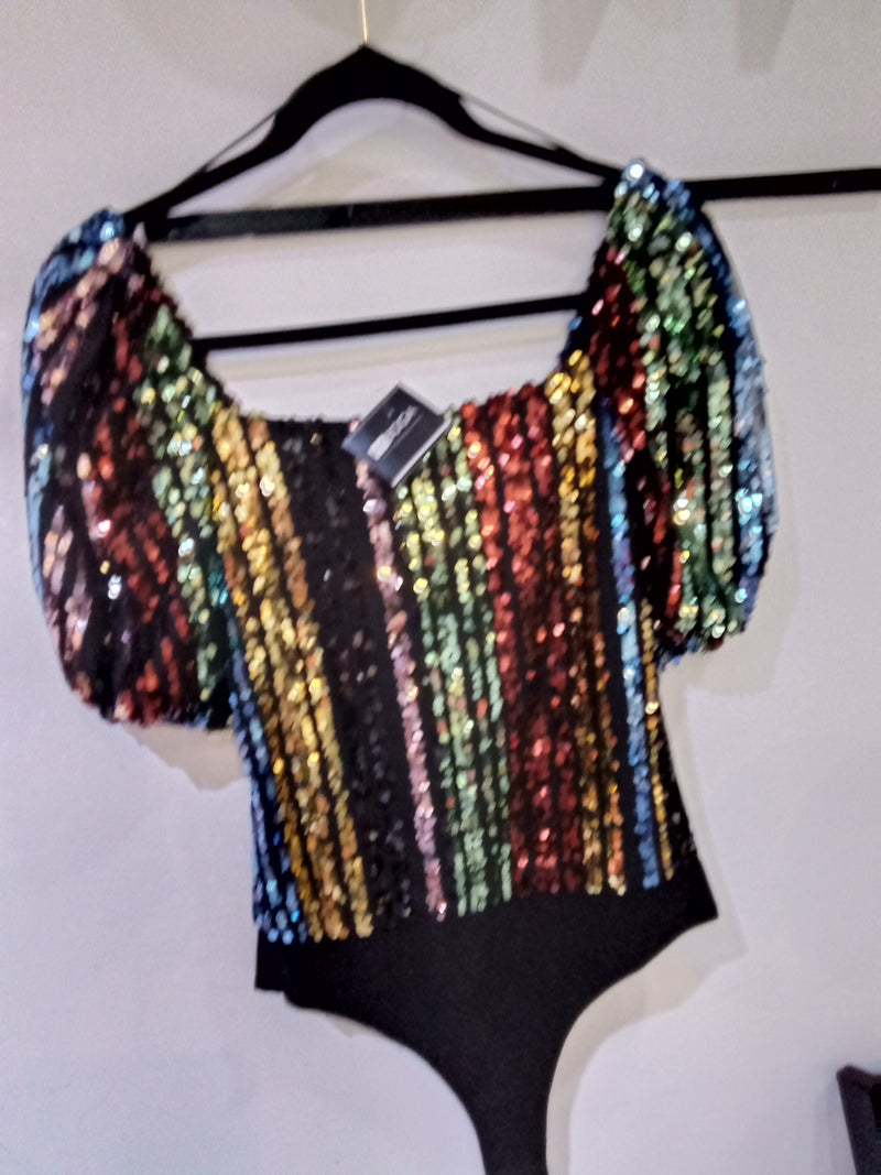 Body negro colores lentejuelas