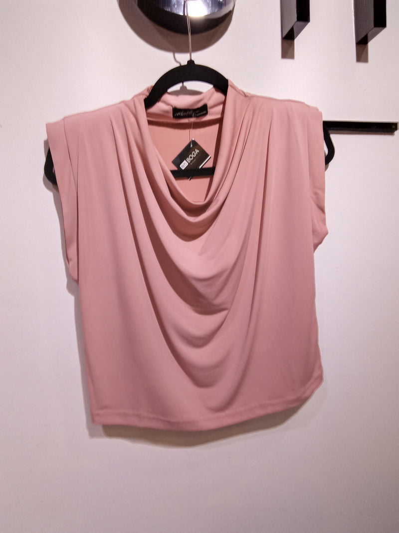 Blusa corta rosa palo Cuello hamaca