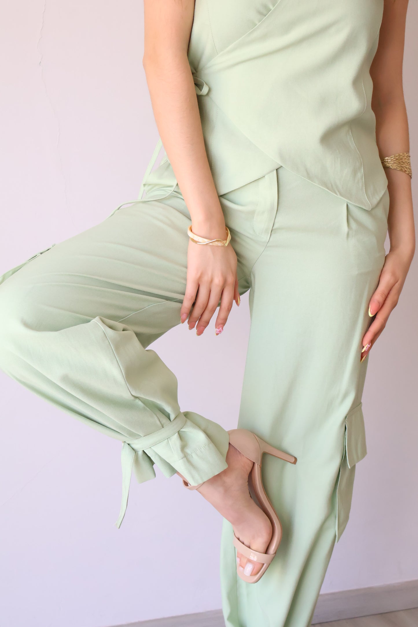 SET WRAP SAGE PANTS