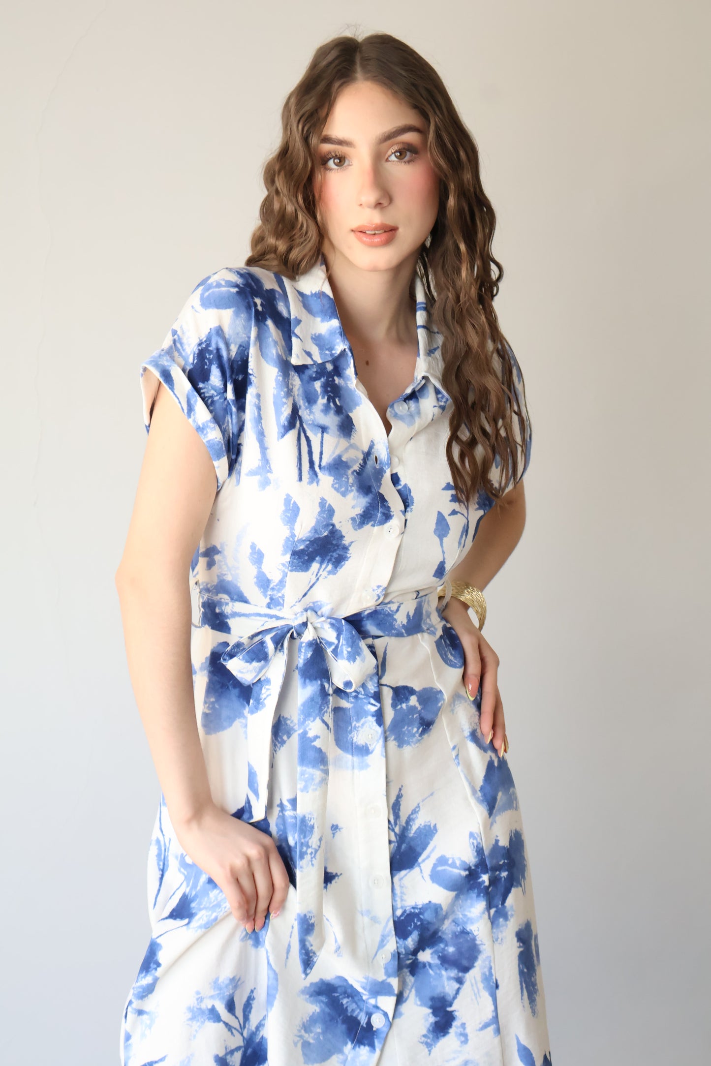 VESTIDO CAMISERO AZUL FLORAL