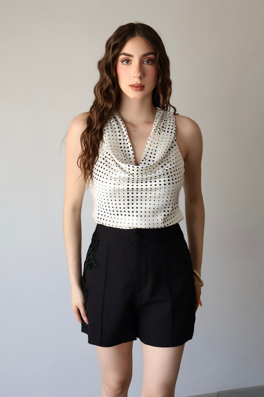 SHORT SASTRE BORDADO LUXE DETAIL