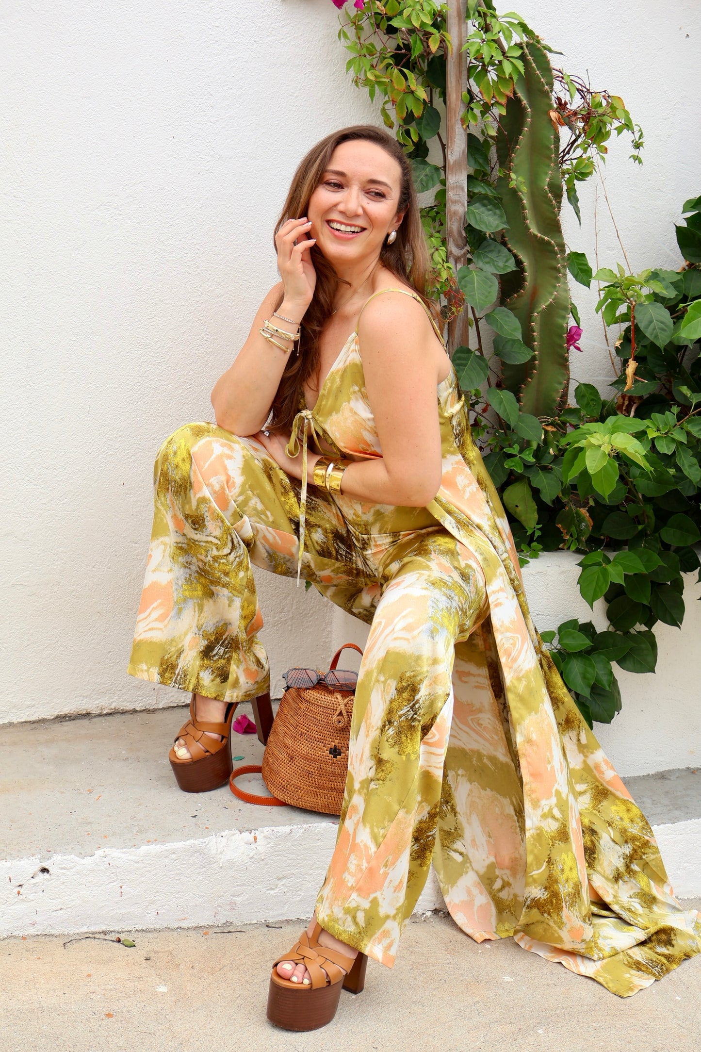 CONJUNTO SATINADO PRINT VERDE