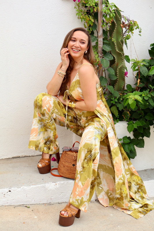 CONJUNTO SATINADO PRINT VERDE