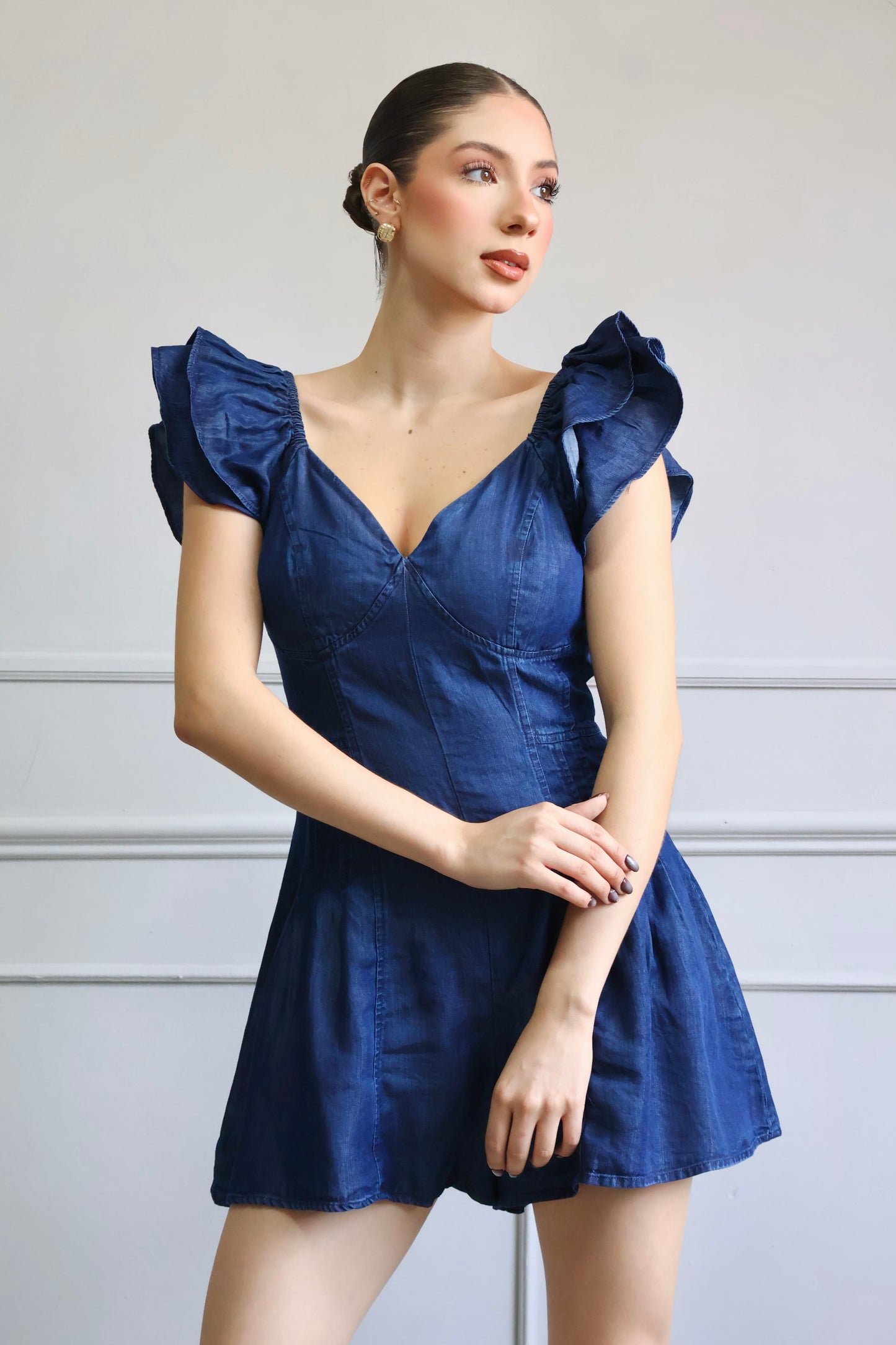 ROMPER DENIM RUFFLE CHARM