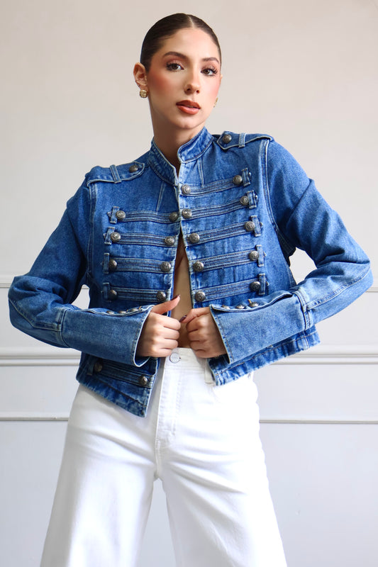 CHAQUETA DENIM ESTILO MILITAR