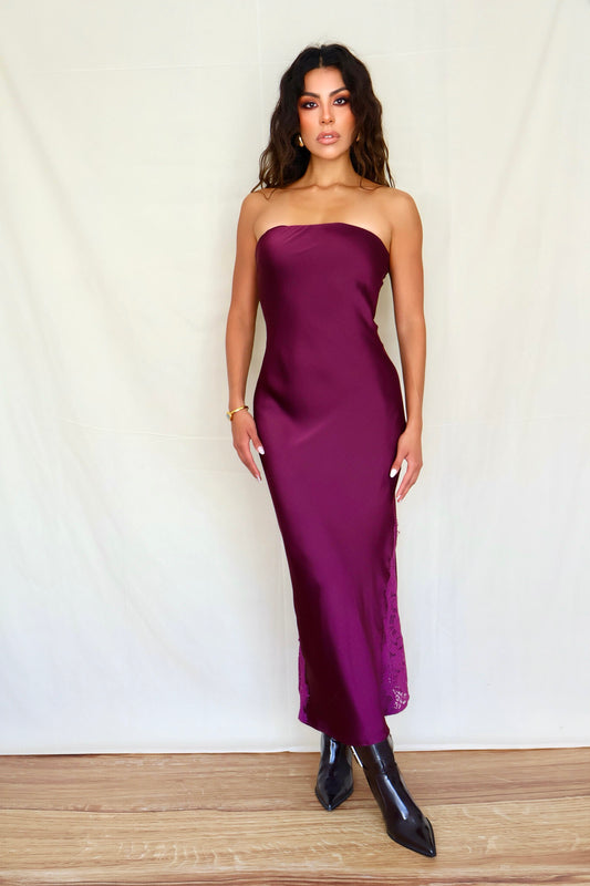 VESTIDO DE SEDA MORADO
