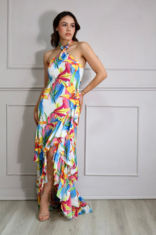 VESTIDO TROPIC BLOOM ASIMÉTRICO